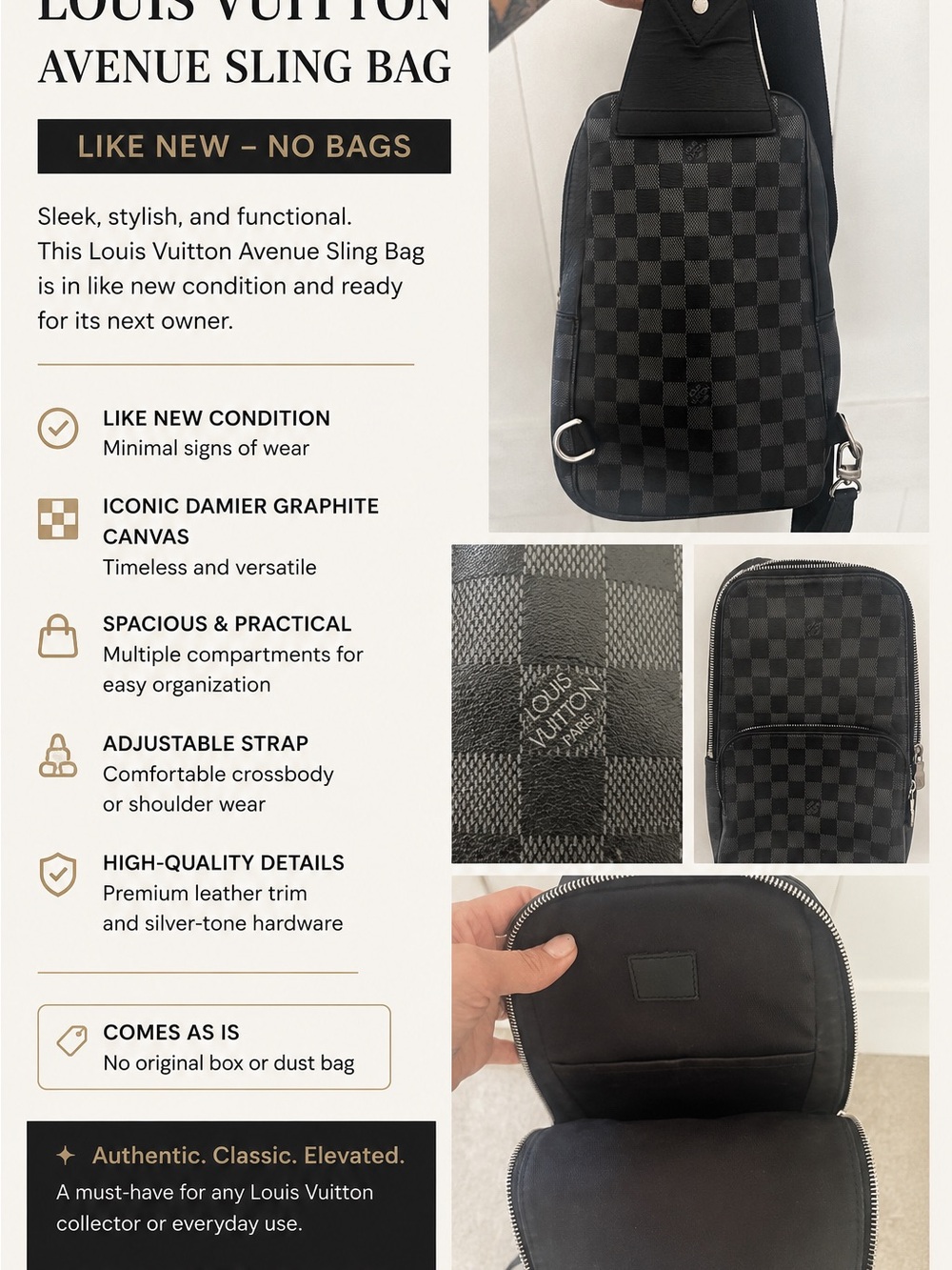 Louis Vuitton Damier Graphite Sling Bag - Black